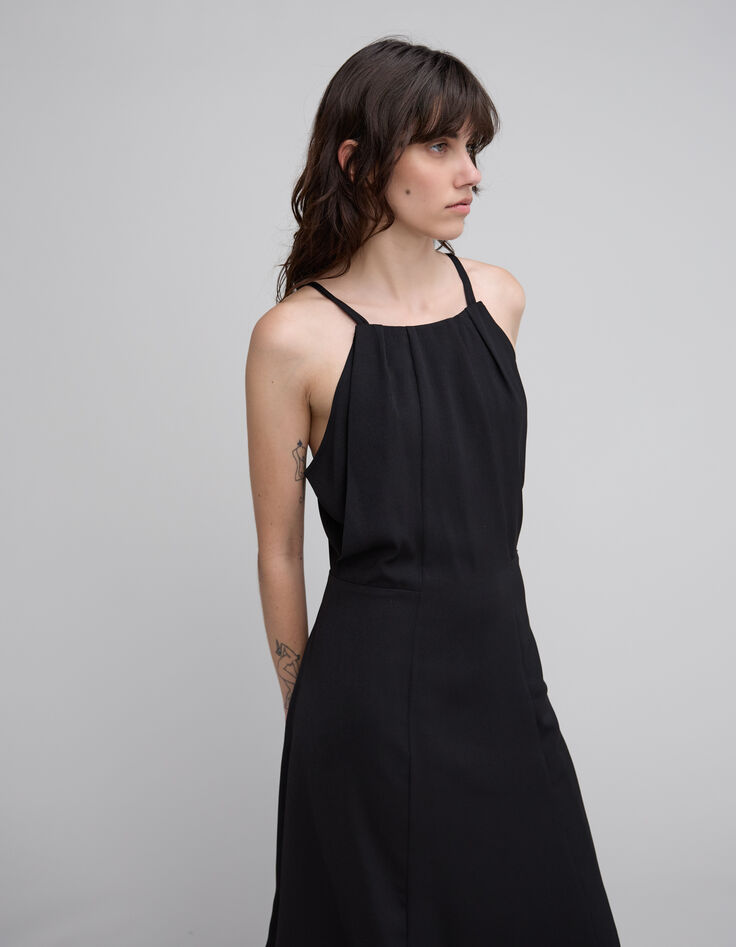 Robe longue noire recyclée Femme-2
