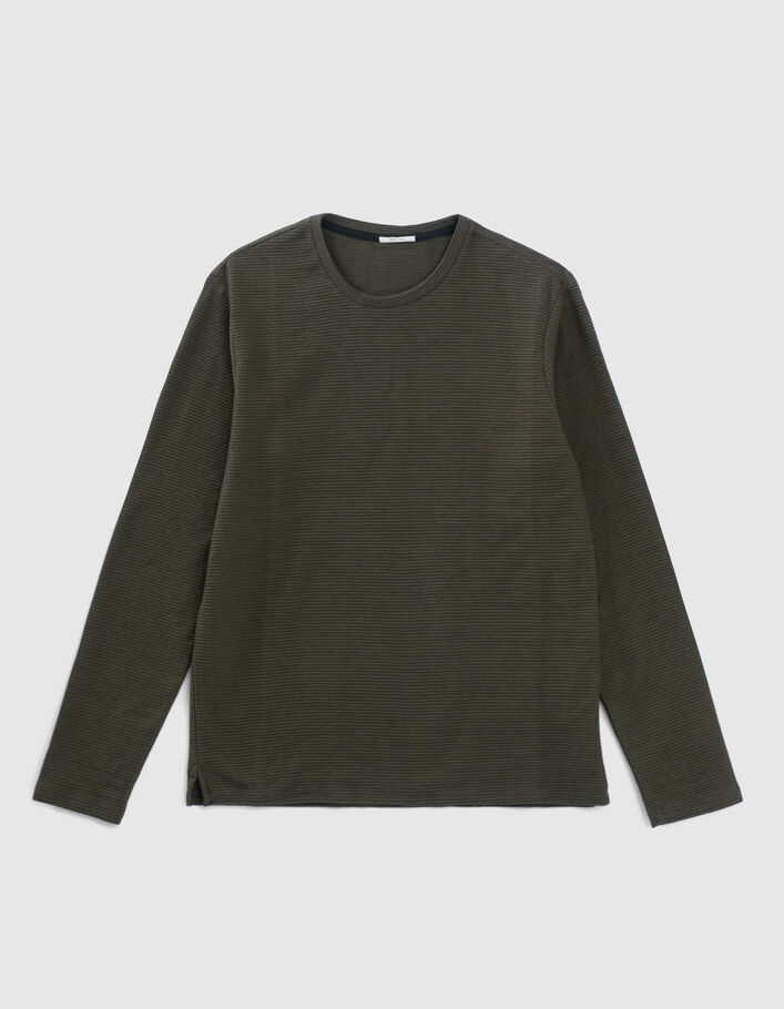 Men’s khaki textured jacquard T-shirt - IKKS