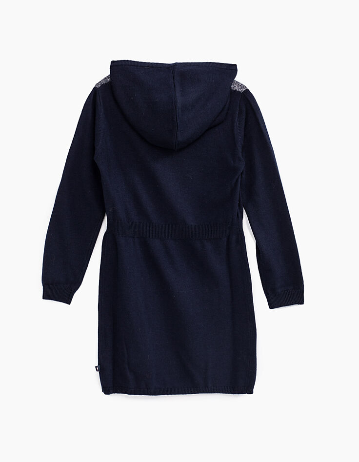 Robe-pull navy tricot à capuche fille-3