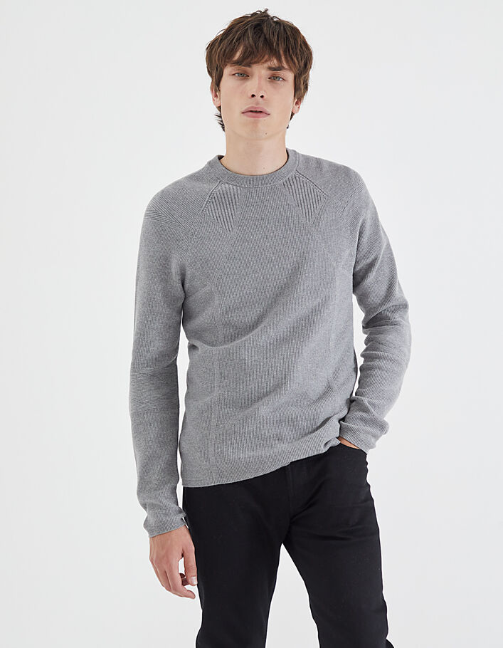 Men’s grey marl 3D knit sweater