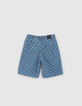 Bermuda relaxed en jean bleu motif damier garçon-2