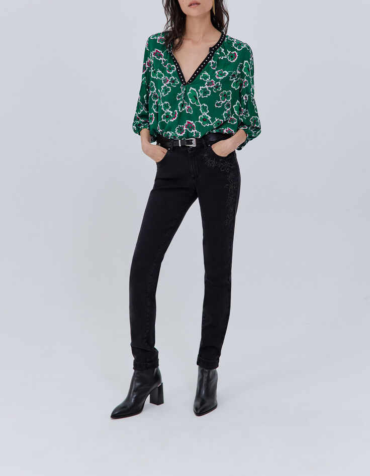 Blusa verde estampado maxi flores mujer-6