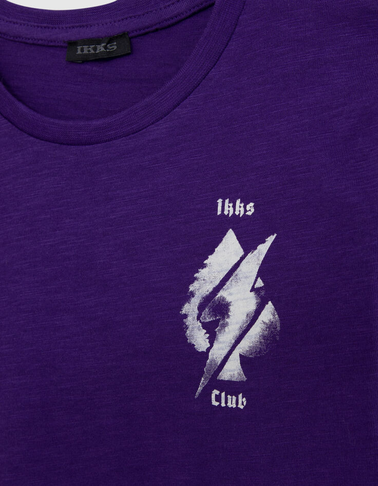 Violettes Jungen-T-Shirt mit Motiven vorne und hinten-6