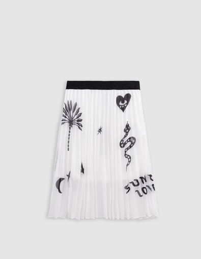 Lange witte plissérok print maximotieven meisjes - IKKS