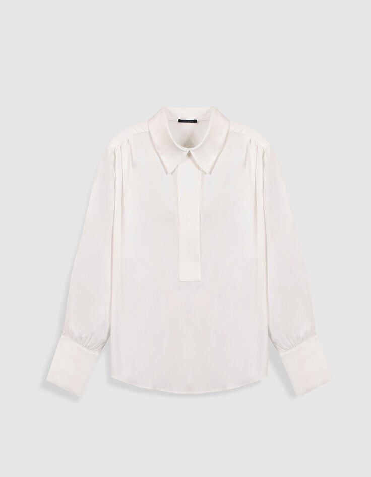 Blouse fluide blanche col chemise Femme-6