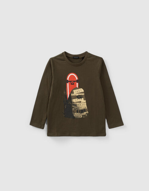 Camiseta caqui skate lentejuelas reversibles niño - IKKS