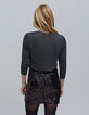 Graues T-Shirt aus Lurex-Strick mit Gourmet-Dekor f&uuml;r Damen-2