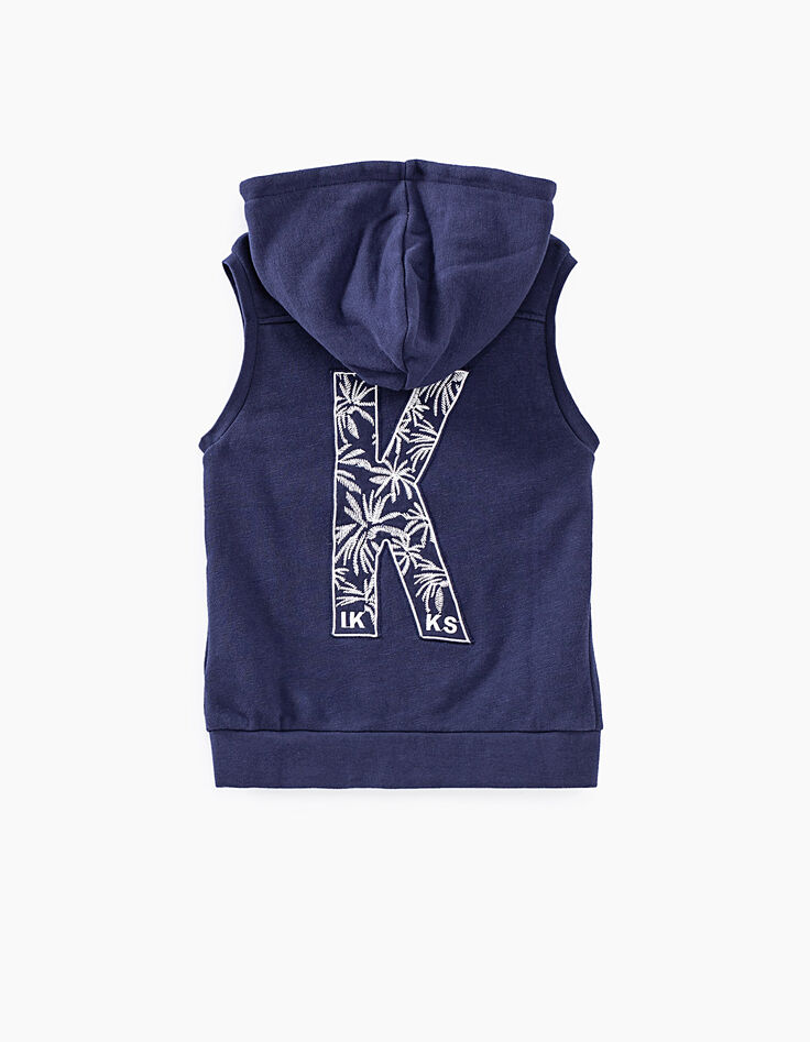 Sweat indigo avec lettre K brodée dos molleton bio garçon -5 Sweat indigo avec lettre K brodée dos molleton bio garçon -5