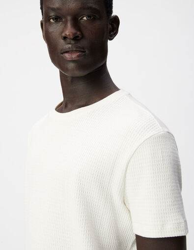 Ecru T-Shirt Bio-Baumwolle mit Pr&auml;gung - IKKS