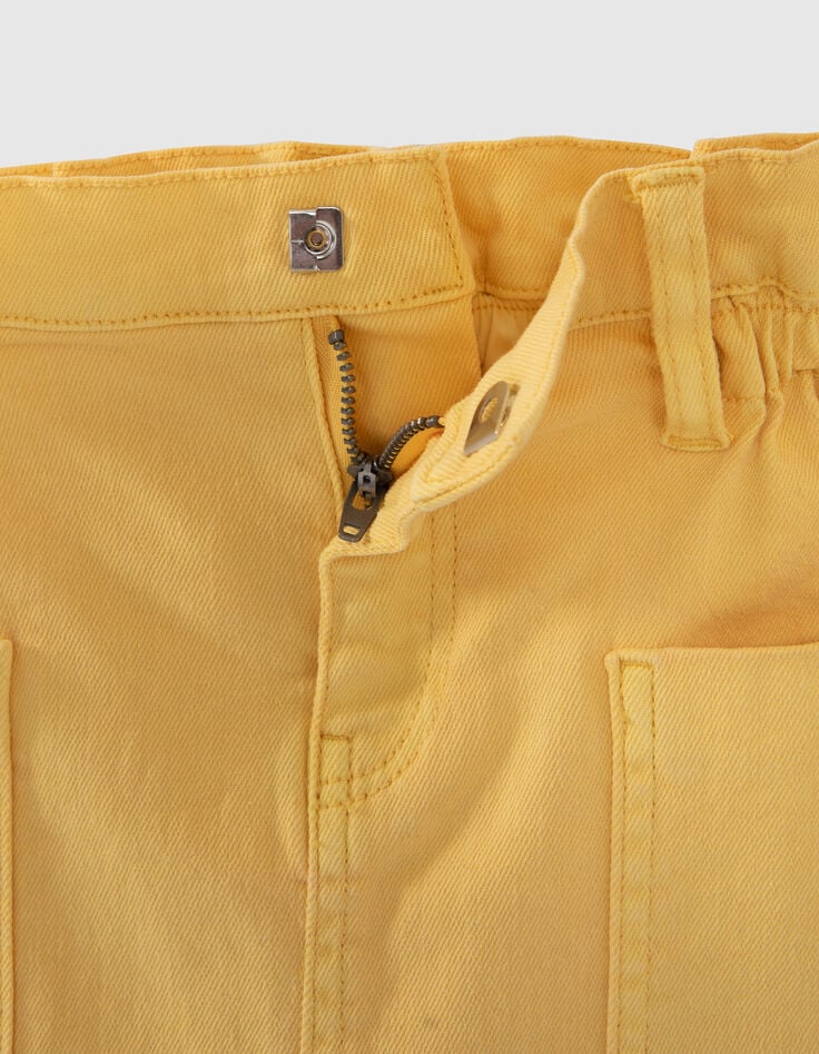 Girls' yellow denim skirt with rock jungle print scarf-5