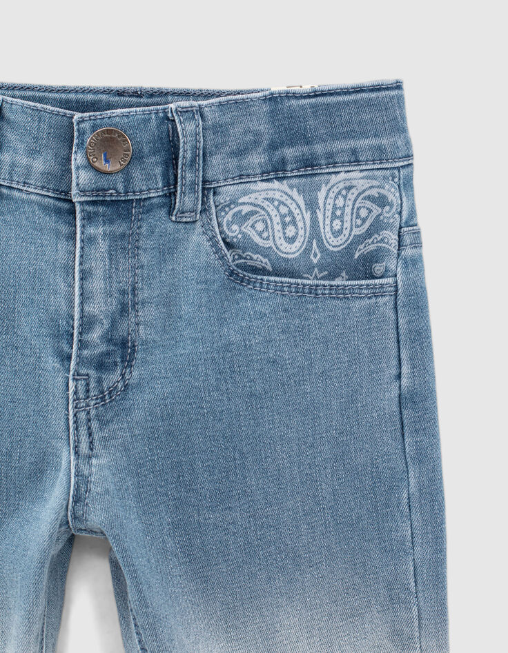 Boys&rsquo; faded blue deep dye slim jeans-3