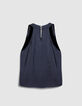 Women's satin navy sleeveless top-7