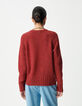 Jersey rojo de punto con cuello redondo para mujer-4