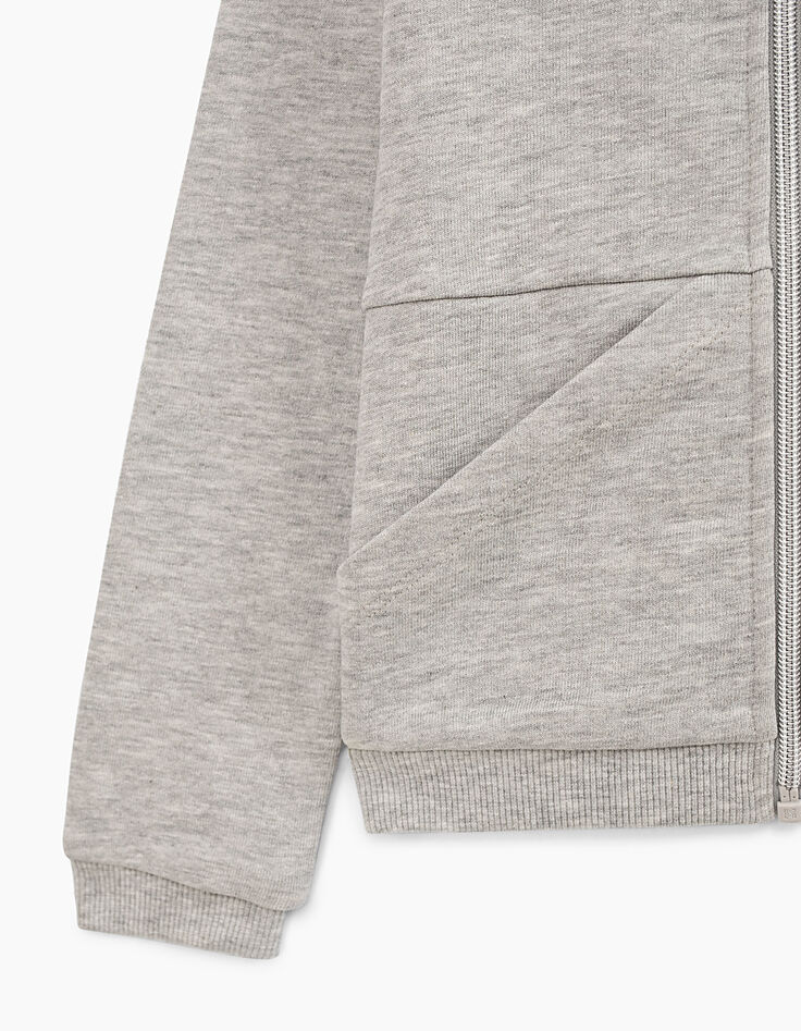 Girls’ medium grey marl Essential organic fabric cardigan-5 Girls’ medium grey marl Essential organic fabric cardigan-5