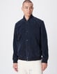 Donkerblauw su&egrave;de herenjack met afneembare capuchon-5