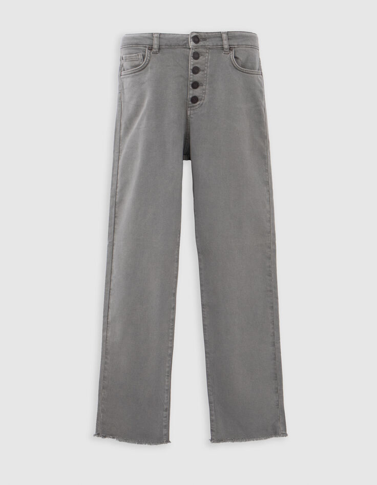 Jean droit tilleul waterless boutonn&eacute; bas frang&eacute;s Femme-7