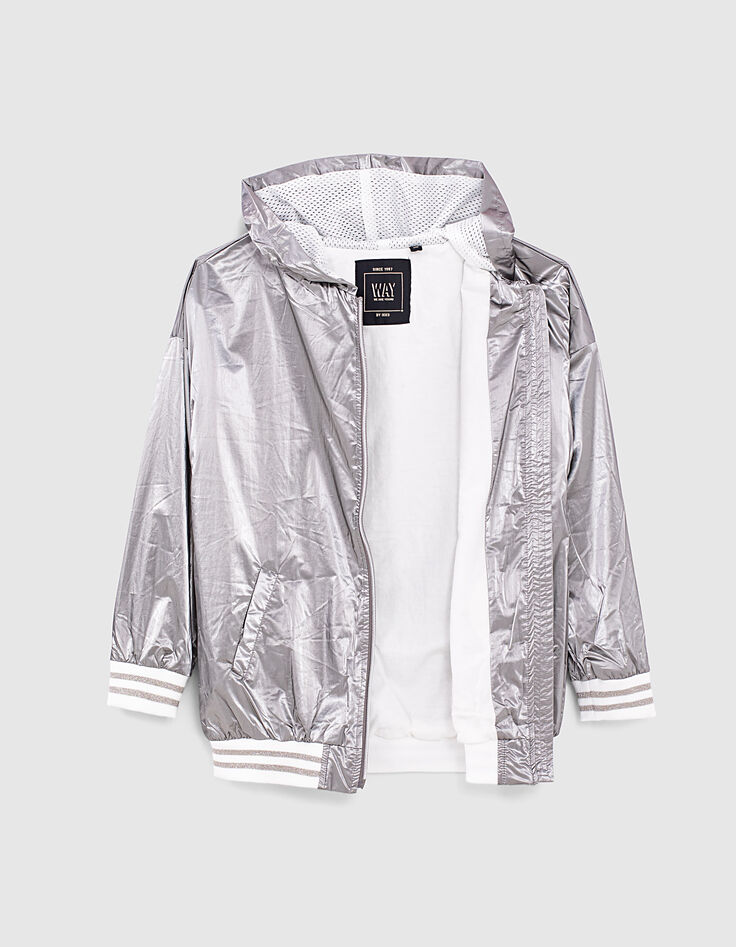 Blouson dark silver nylon à capuche fille -4