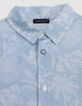 Chemise bleue tissu Liberty motif exotique garçon-2