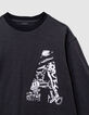 Grau meliertes Langarm-Jungenshirt Maxi-Buchstaben A-2