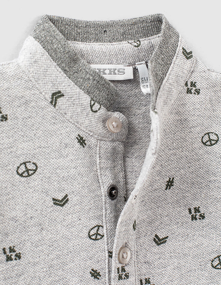 Baby boys’ medium grey marl mini motif polo shirt -2