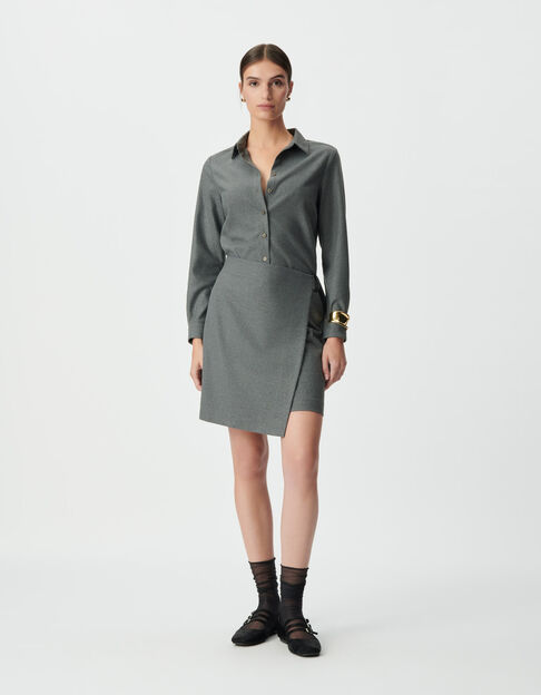 Women’s grey wraparound shirt dress - IKKS