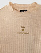 Girls’ sand marl ribbed funnel-neck T-shirt-2