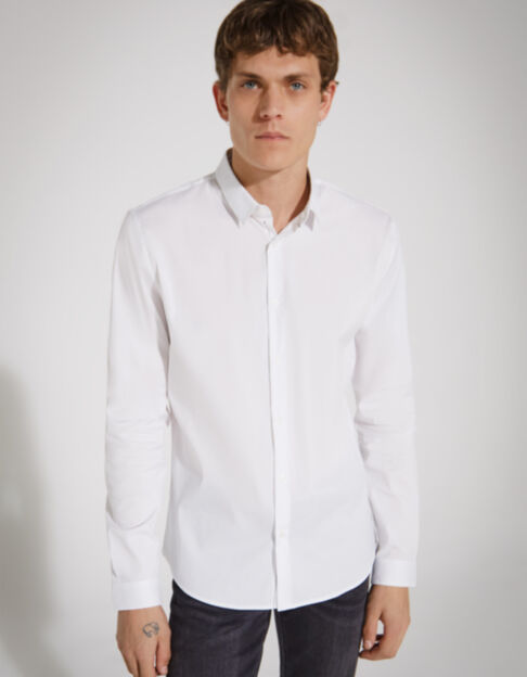 Weißes SLIM-Herrenhemd mit schwarzem Streifen BasIKKS  - IKKS