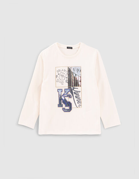 Boys’ ecru lenticular images organic cotton T-shirt - IKKS