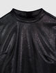 Black sequined velvet dress with high collar for girls-6