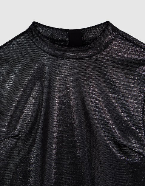 Zwart fluwelen jurkje glitters en hoge kraag meisjes - IKKS