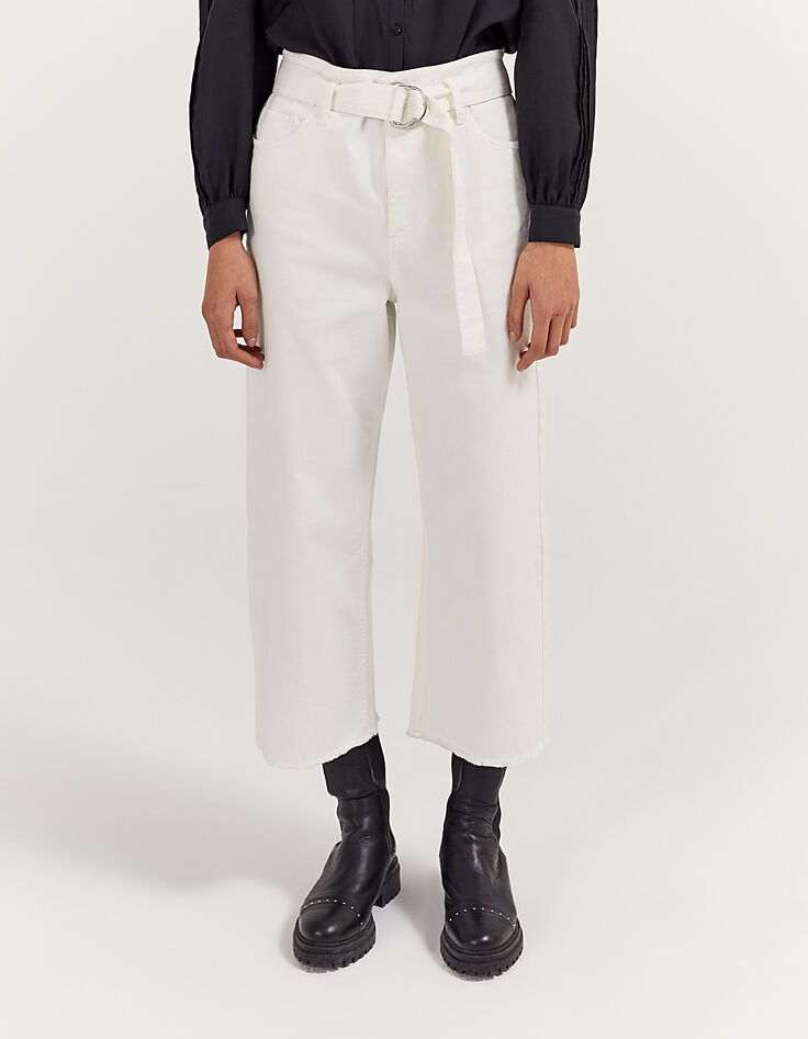Jean ancho blanco high waist cinturón mujer-2