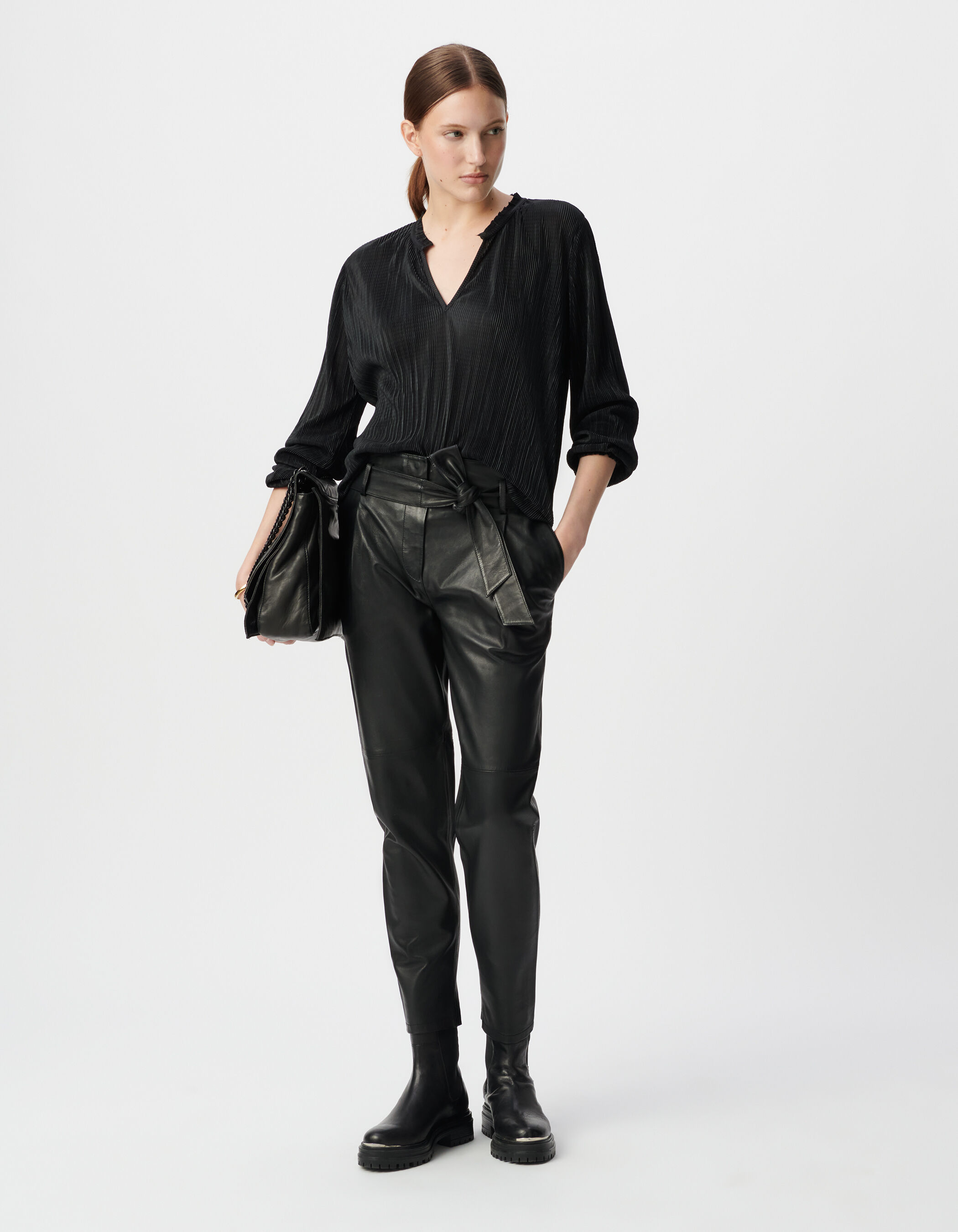 Pantalon taille haute cuir 2025