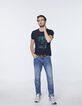 Dunkelblaues Herren-T-Shirt mit Streifen-Gesicht-Roboter-6