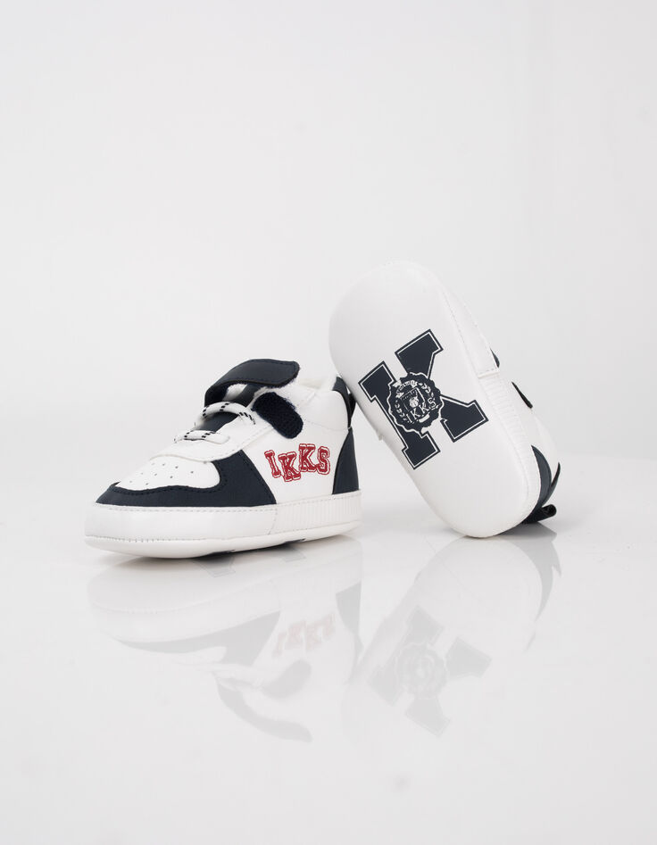 Baby boys’ navy and white Velcro trainers-5