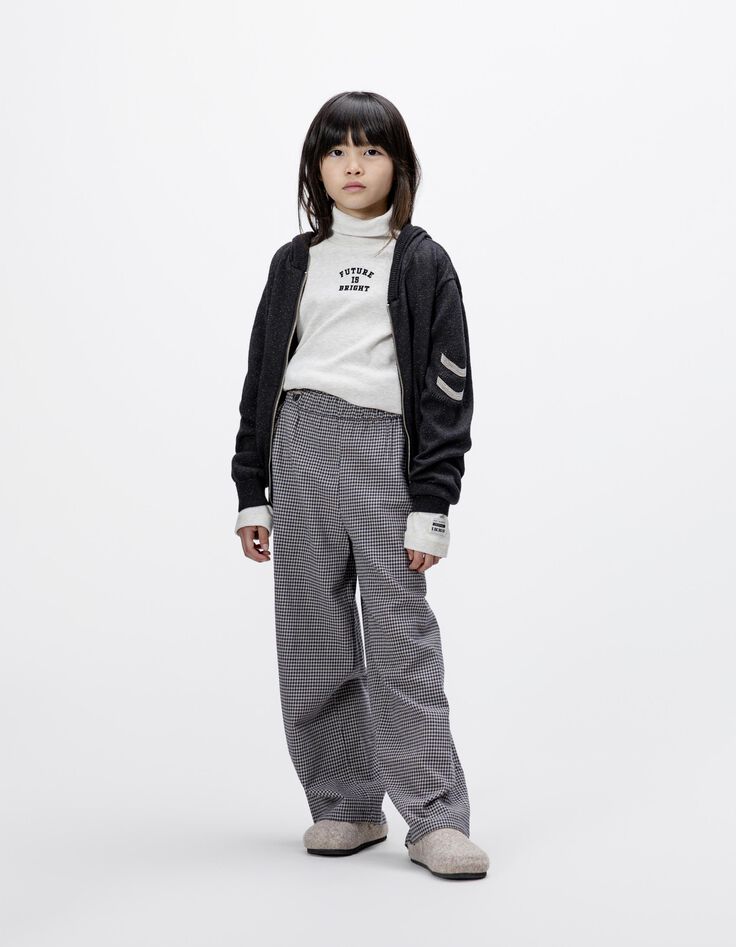 Pantalón azul marino vichy volantes niña-2