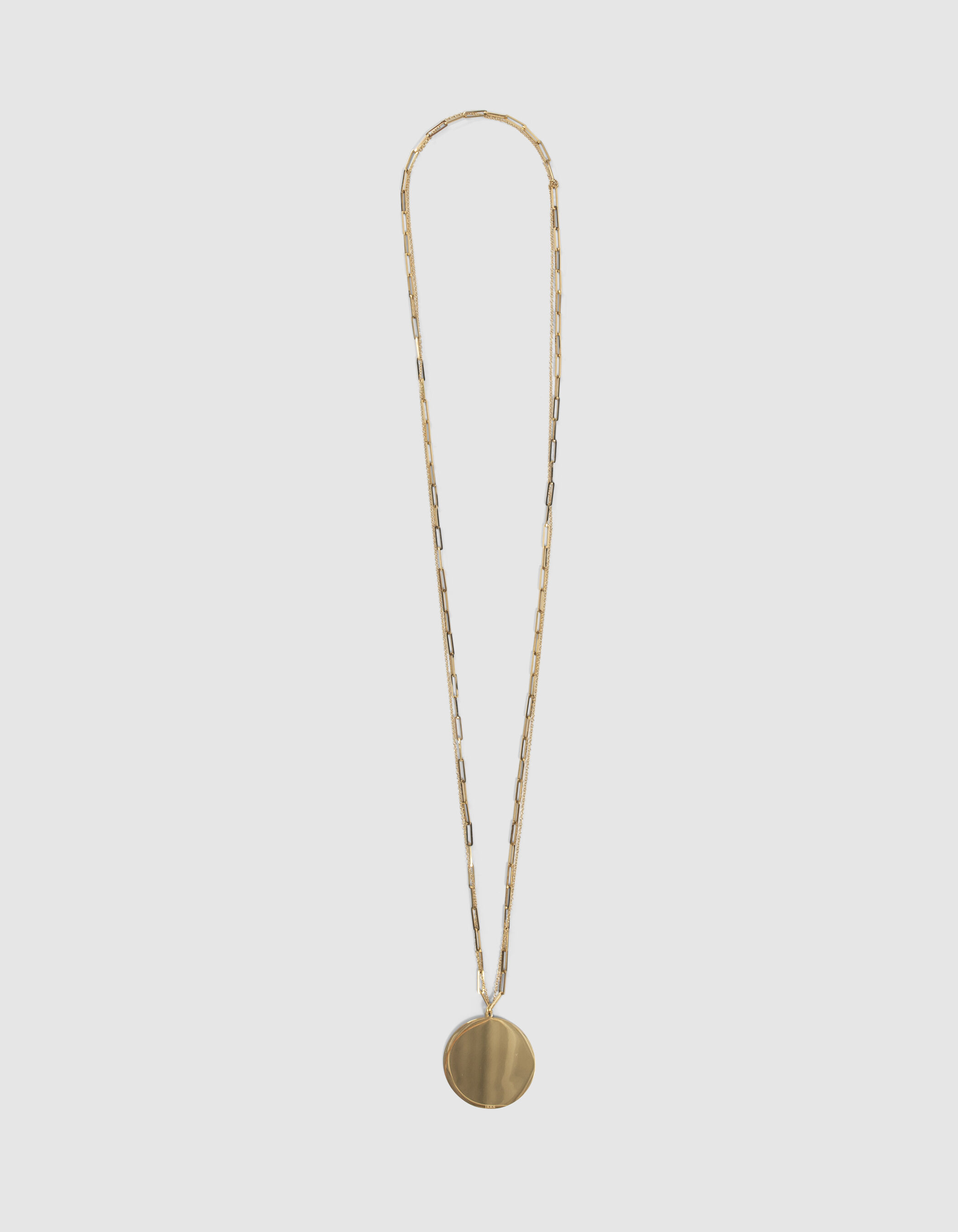 Women s gold metal double row long necklace medallion