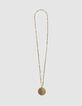 Women&rsquo;s gold metal double-row long necklace + medallion-1