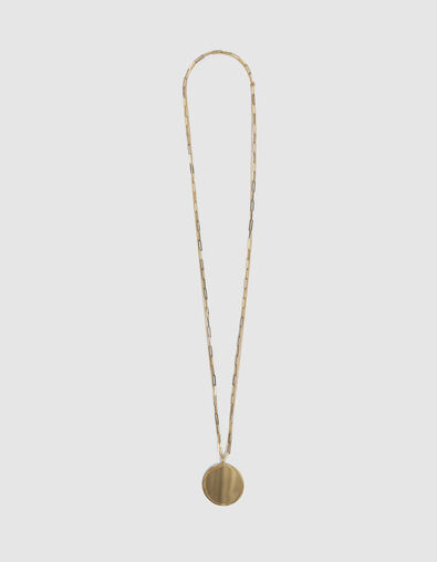 Women&rsquo;s gold metal double-row long necklace + medallion - IKKS