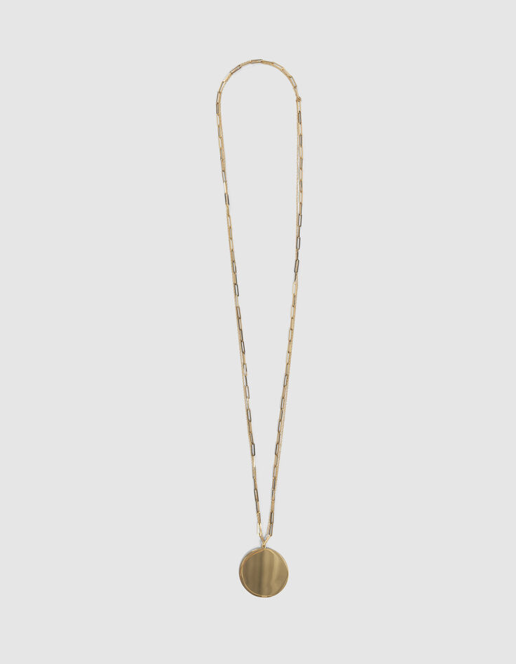 Women&rsquo;s gold metal double-row long necklace + medallion-1