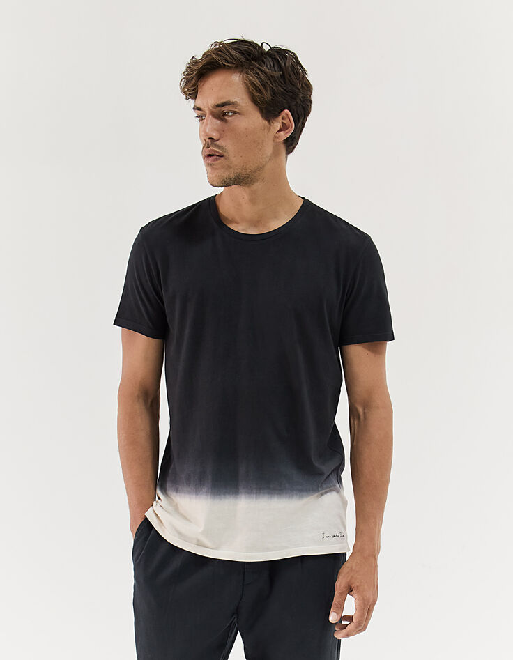 Camiseta negra efecto deep dye Hombre-1