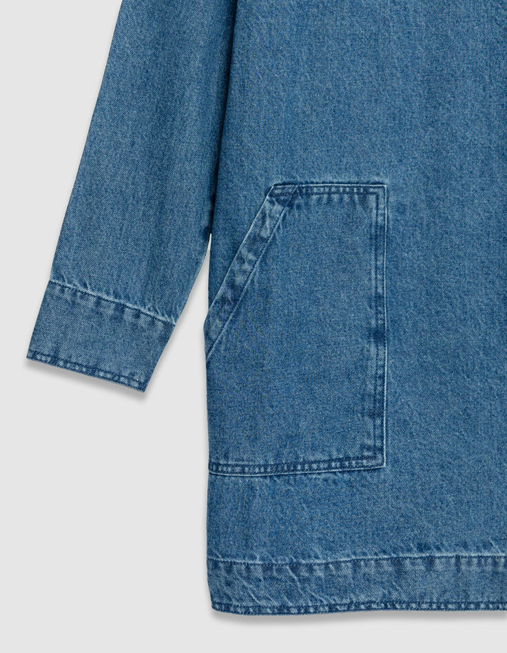 Blauwe denim jurk met drie opgestikte zakken Dames-8