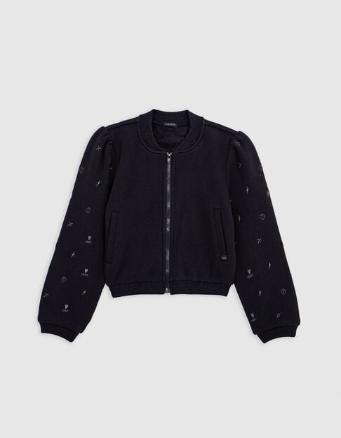 Chaqueta bomber de forro polar negro para niña - IKKS