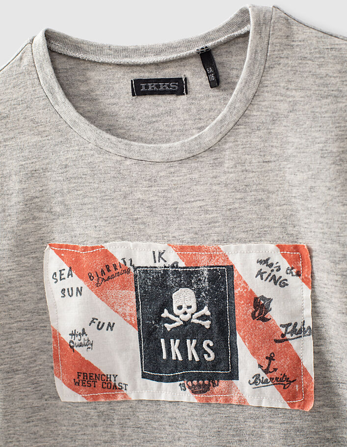 Grijs T-shirt vlag en borduursel biokatoen jongens  - IKKS