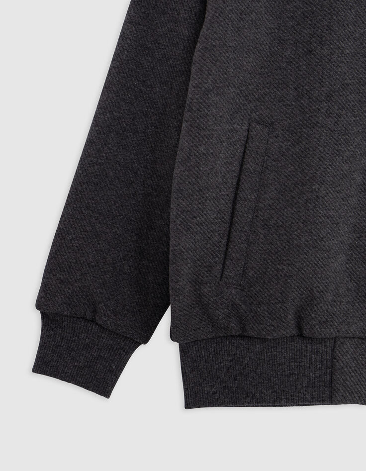 Cardigan zippé gris maille Ottoman broderie dos garçon-4 Cardigan zippé gris maille Ottoman broderie dos garçon-4