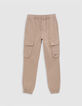 Beige JOGGER-Hose für Jungen mit elastischem Bund-4