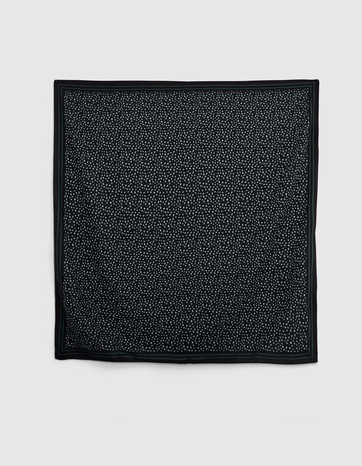 Foulard carr&eacute; noir imprim&eacute; l&eacute;opard vert fille-2