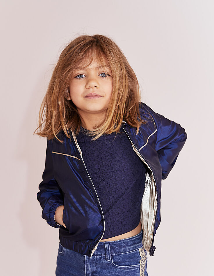 Bomber reversible navy y dorado niña-8