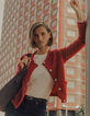 Cardigan rouge tricot mousseux 100% laine Femme-2