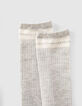 Boys’ mid-grey marl and green knee-length socks -6