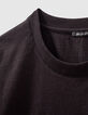 Zwart T-shirt in katoen bliksemborduursel mouw dames-2